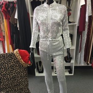 Silver Sequin Jumpsuit